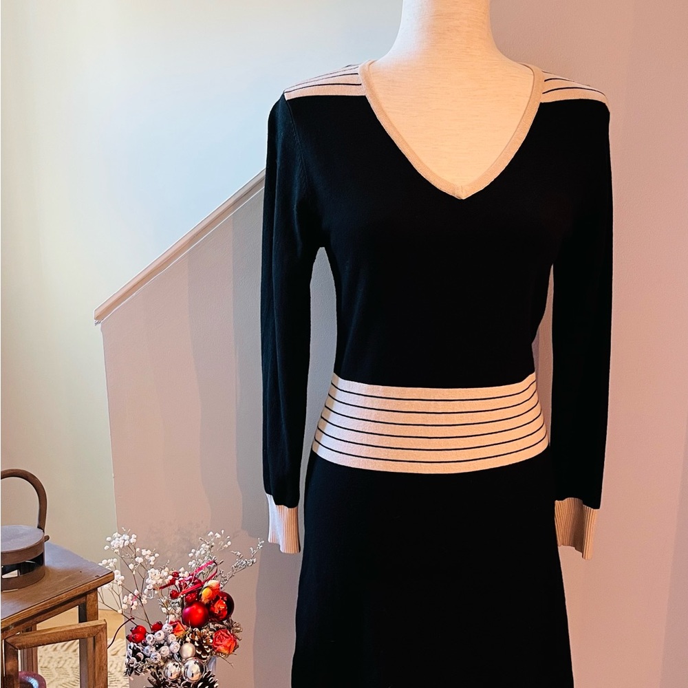 HIGH SECRET Dress Knit V-Neck Long Sleeve Sheath